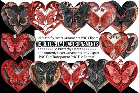 3d Butterfly Heart Ornaments Bundle: Transforming Digital Assets into Real-World Creativity