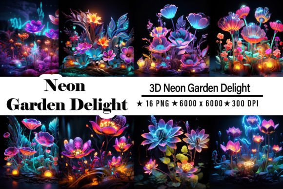 3D Neon Garden Delight for Creative Projects