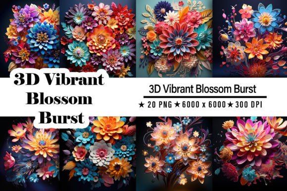 3D Vibrant Blossom Burst: Elevate Your Visual Design