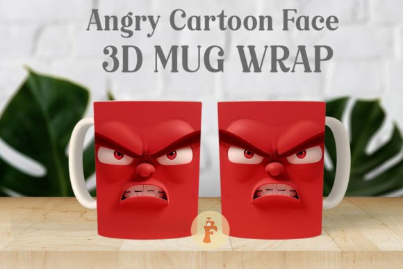 Angry Cartoon Face 3D Mug Wrap