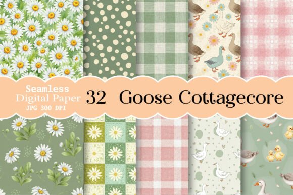 Goose Cottagecore Seamless Pattern