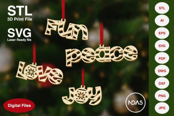 Joy Fun Love Peace Christmas Ornament: A Modern Approach to Creative Holiday Decor