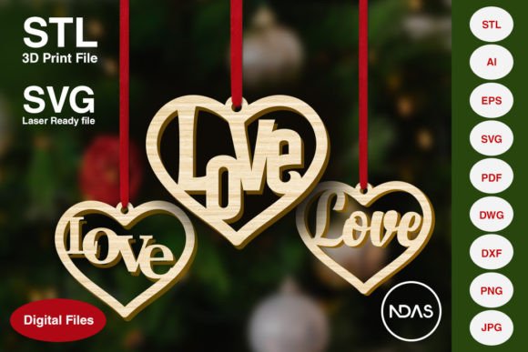 Love Text on Heart 3 Different Design: The Ultimate Digital Kit for Valentine's Creations