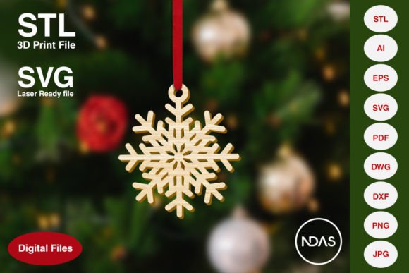 Snowflake Christmas Tree Decoration 5: A Versatile Digital Design