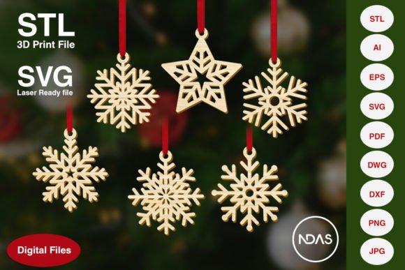 Snowflake Christmas Tree Ornament Decor: A Versatile Design Resource for Creative Projects