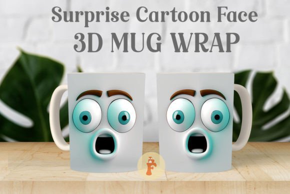 Surprise Cartoon Face 3D Mug Wrap Design: A Creative Solution for Custom Drinkware